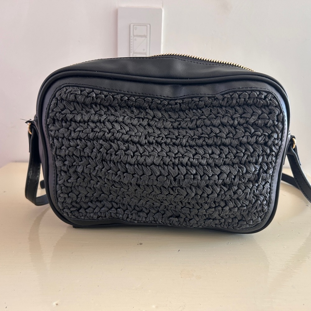 Black Woven Crossbody Bag